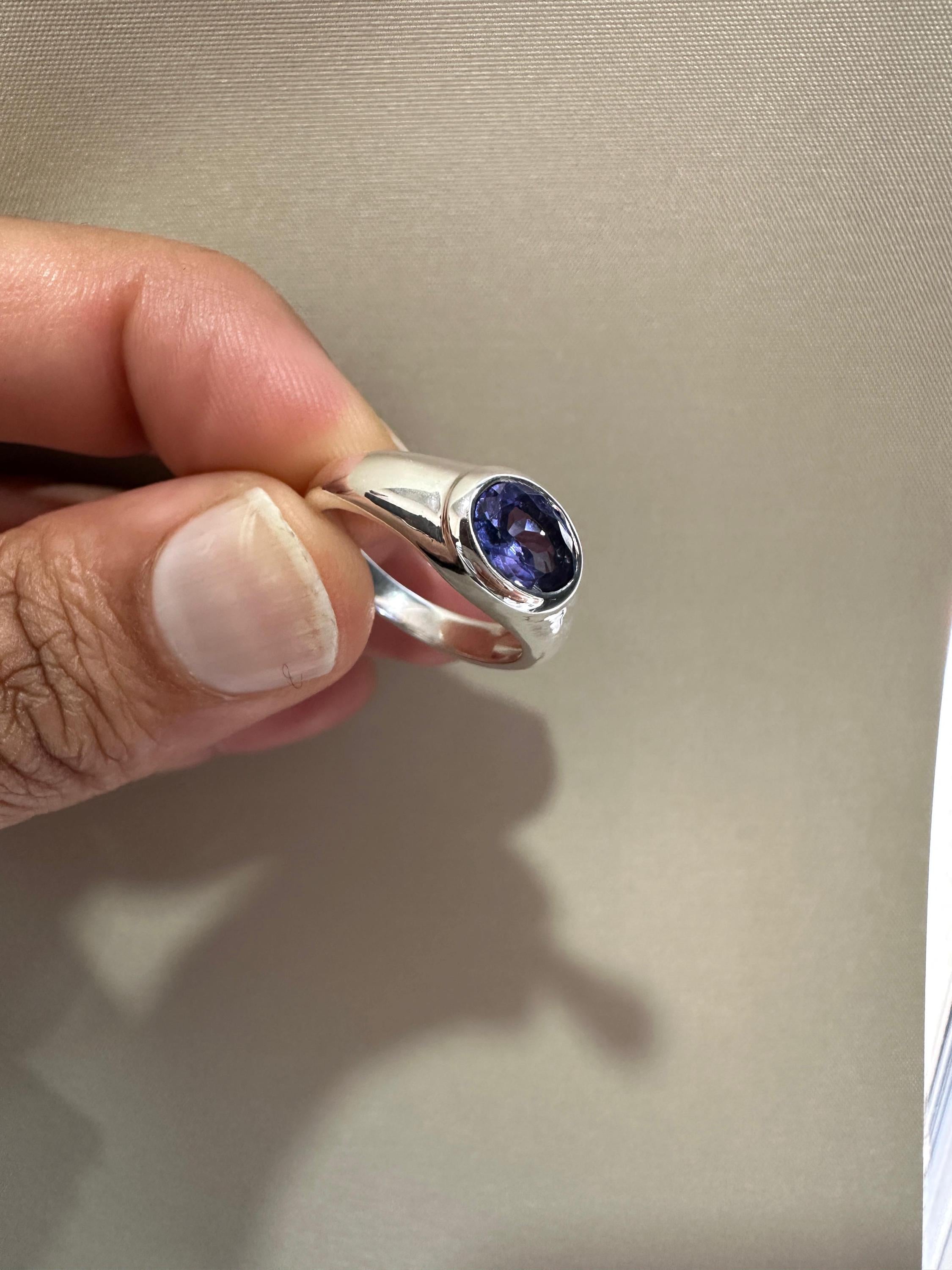 14k Gold Tanzanite Ring | Unisex Oval Bezel Set