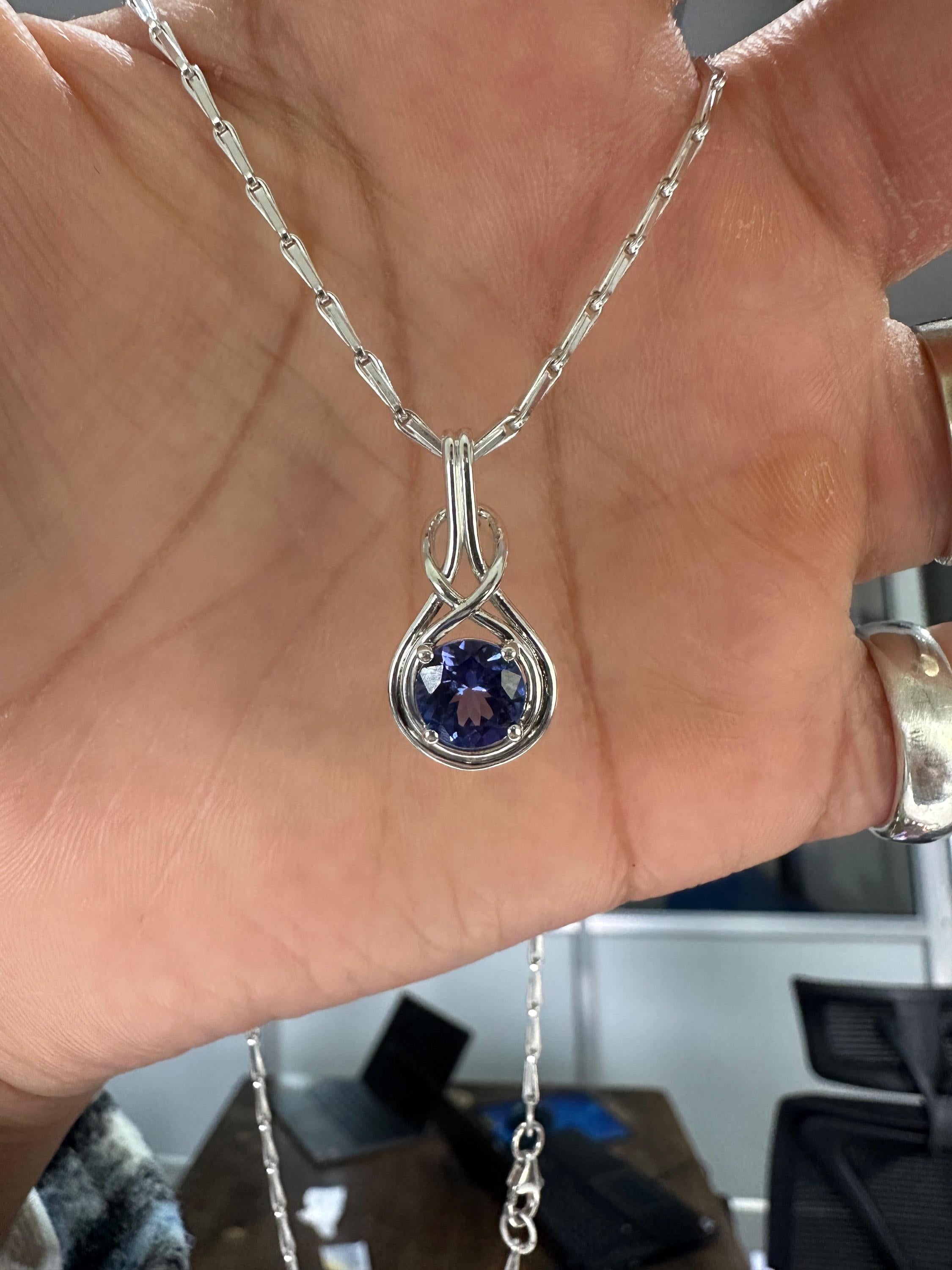 Natural Tanzanite Infinity Pendant | Twisted Bale, 925 Sterling Silver, December Birthstone