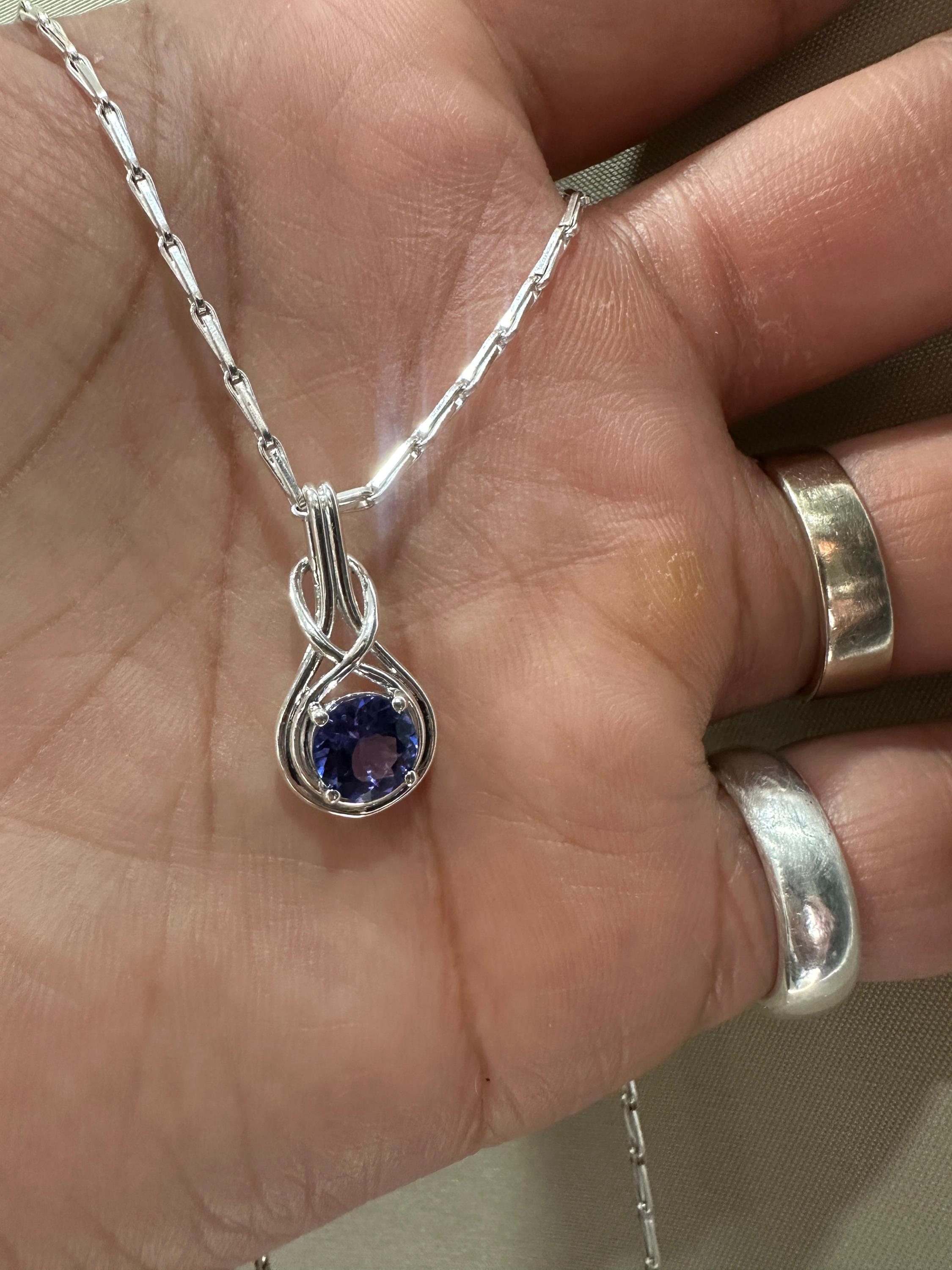 Natural Tanzanite Infinity Pendant | Twisted Bale, 925 Sterling Silver, December Birthstone