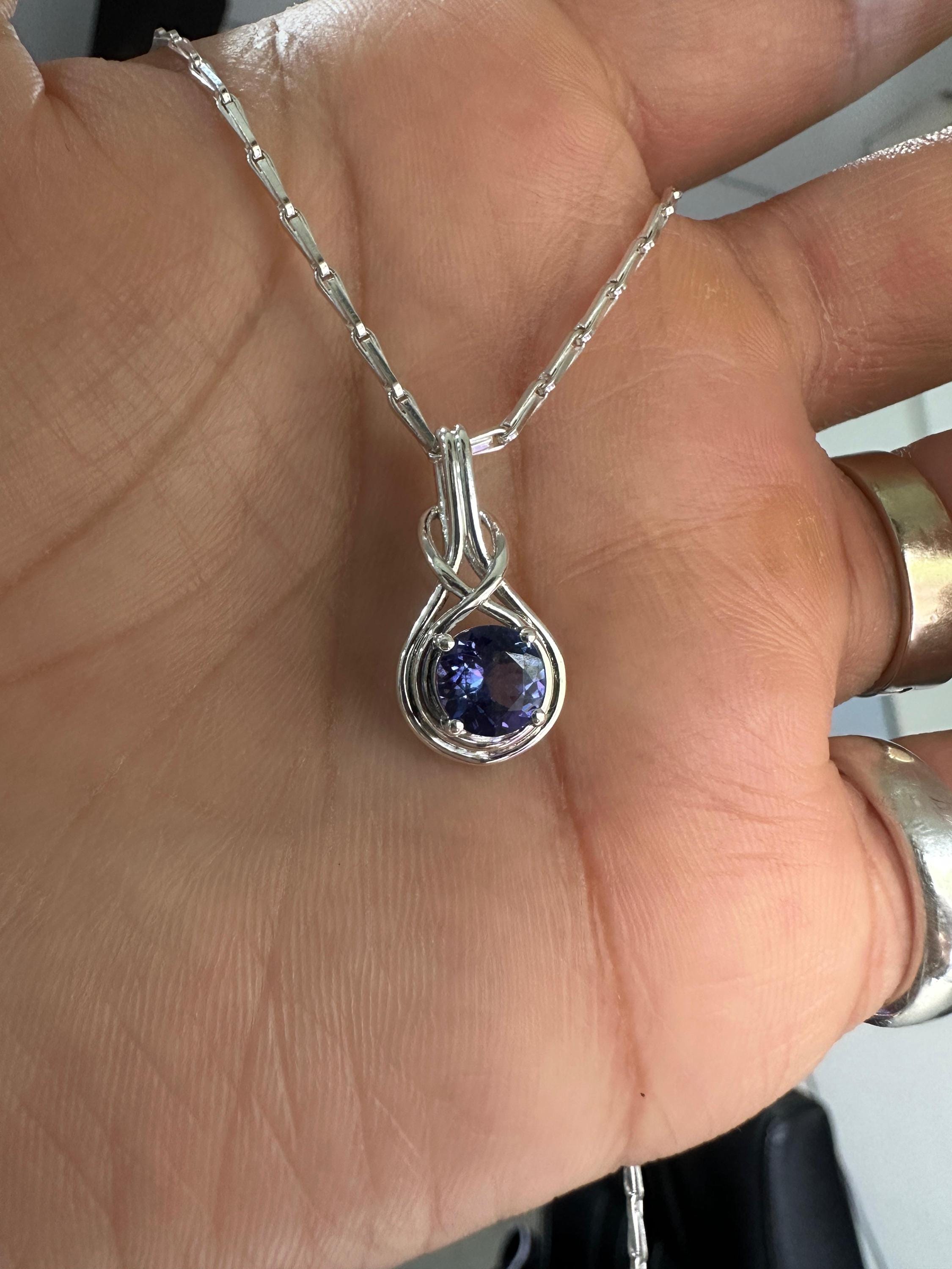 Natural Tanzanite Infinity Pendant | Twisted Bale, 925 Sterling Silver, December Birthstone