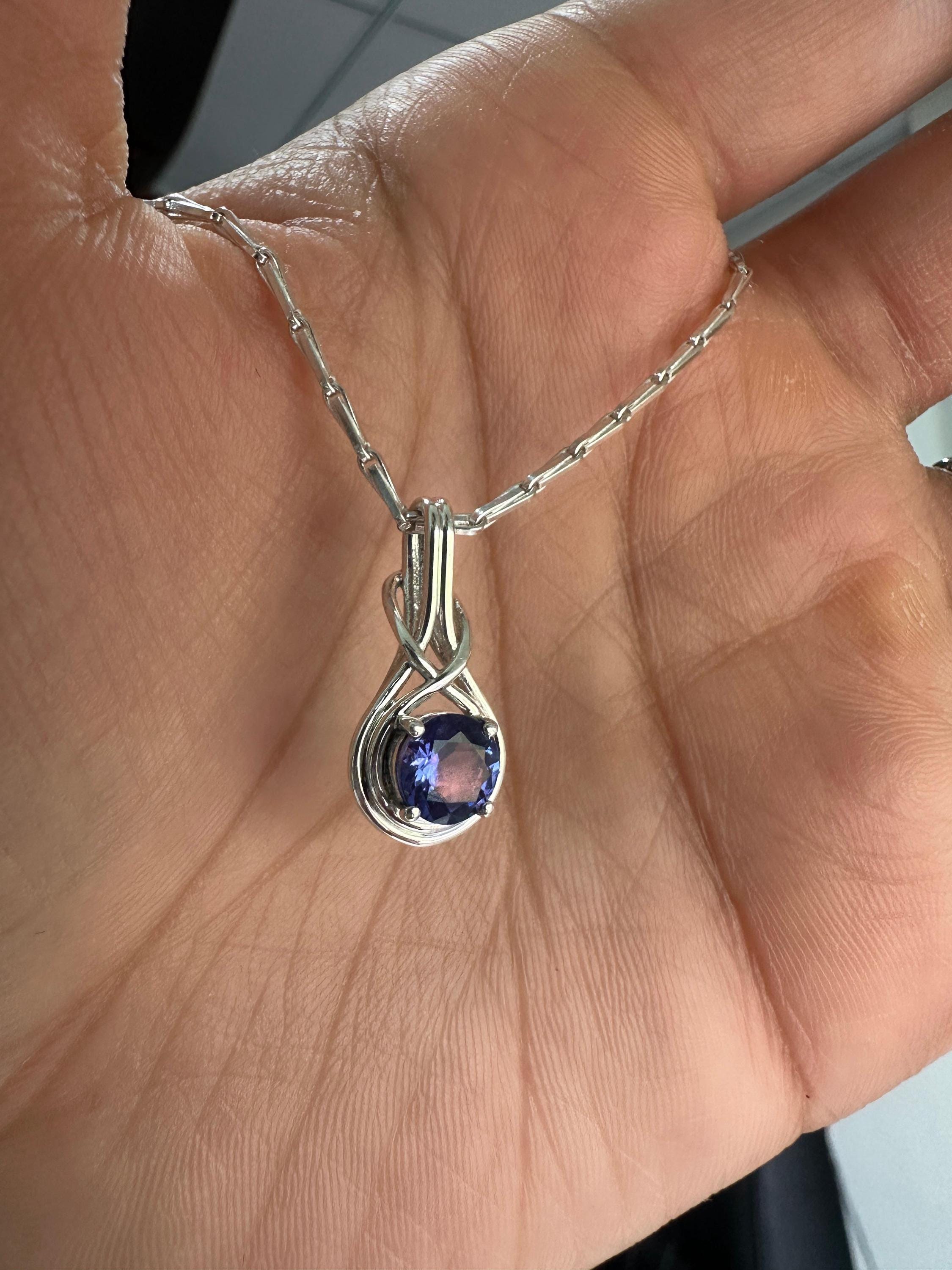 Natural Tanzanite Infinity Pendant | Twisted Bale, 925 Sterling Silver, December Birthstone