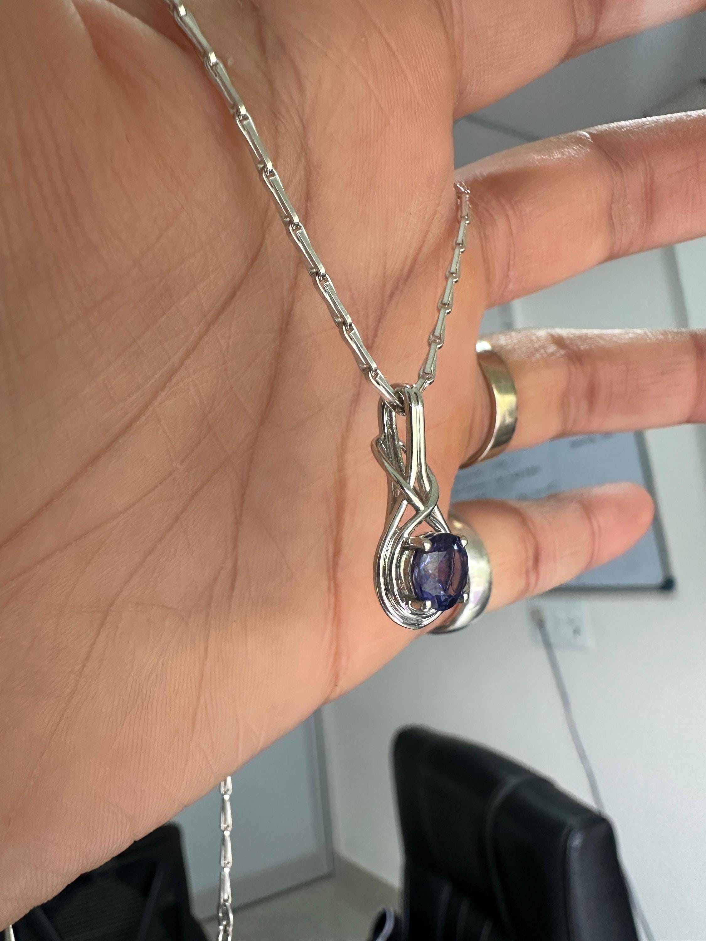 Natural Tanzanite Infinity Pendant | Twisted Bale, 925 Sterling Silver, December Birthstone