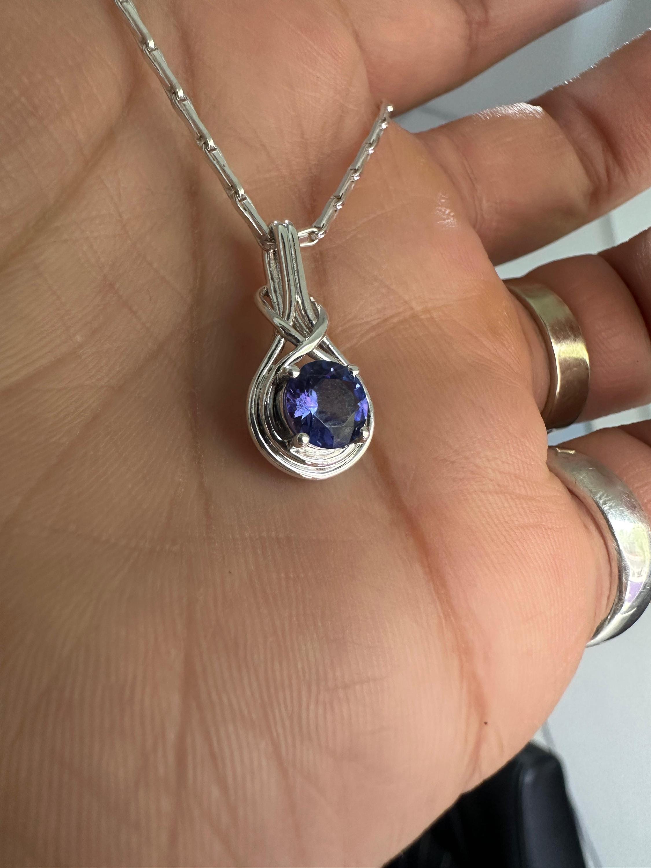 Natural Tanzanite Infinity Pendant | Twisted Bale, 925 Sterling Silver, December Birthstone