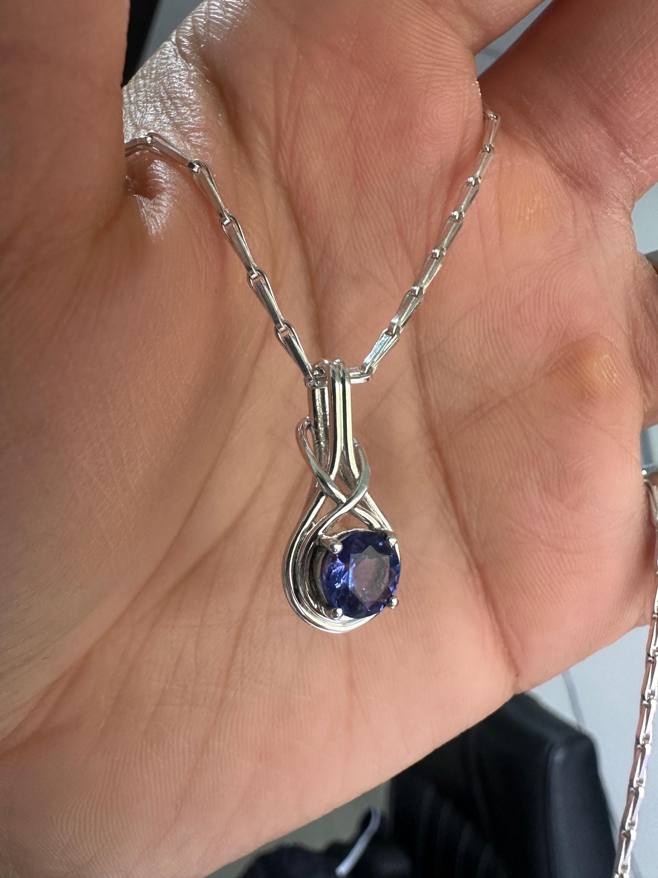 Natural Tanzanite Infinity Pendant | Twisted Bale, 925 Sterling Silver, December Birthstone
