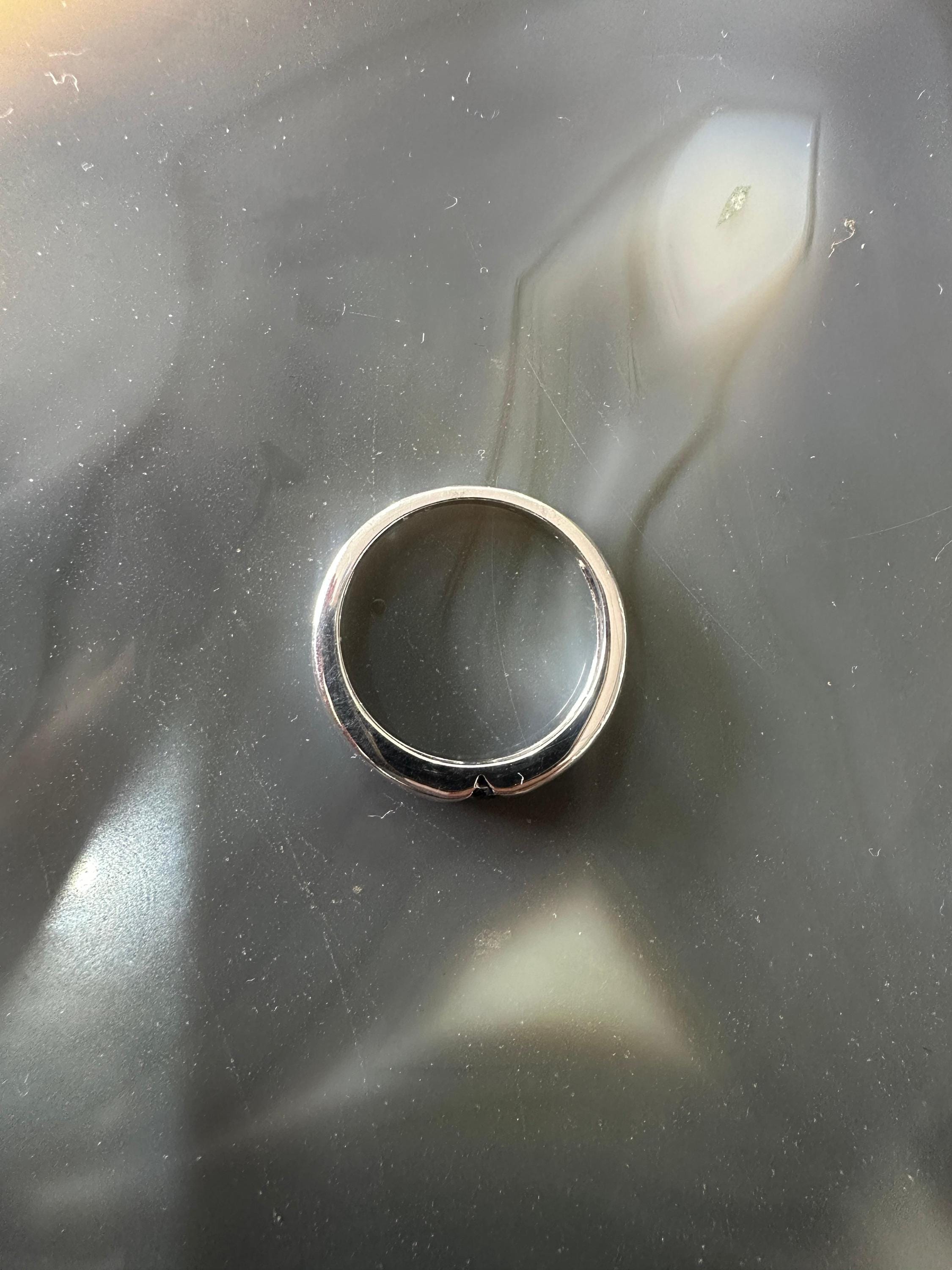 14K White Gold Minimalist Tanzanite Band Ring, Unisex Promise Ring