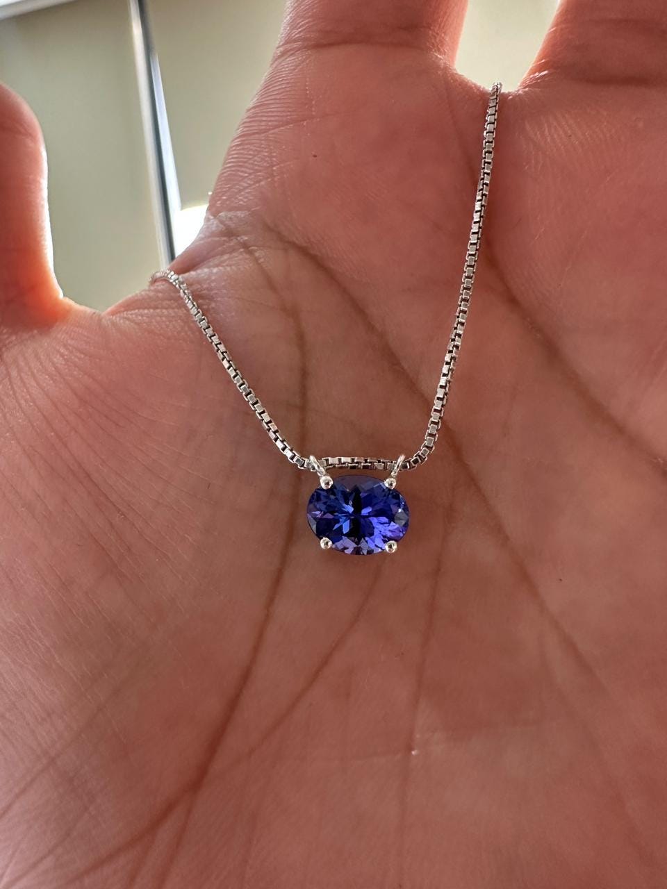 AAAA Tanzanite Pendant | 14k White Gold Tanzanite Solitaire, Sterling Silver
