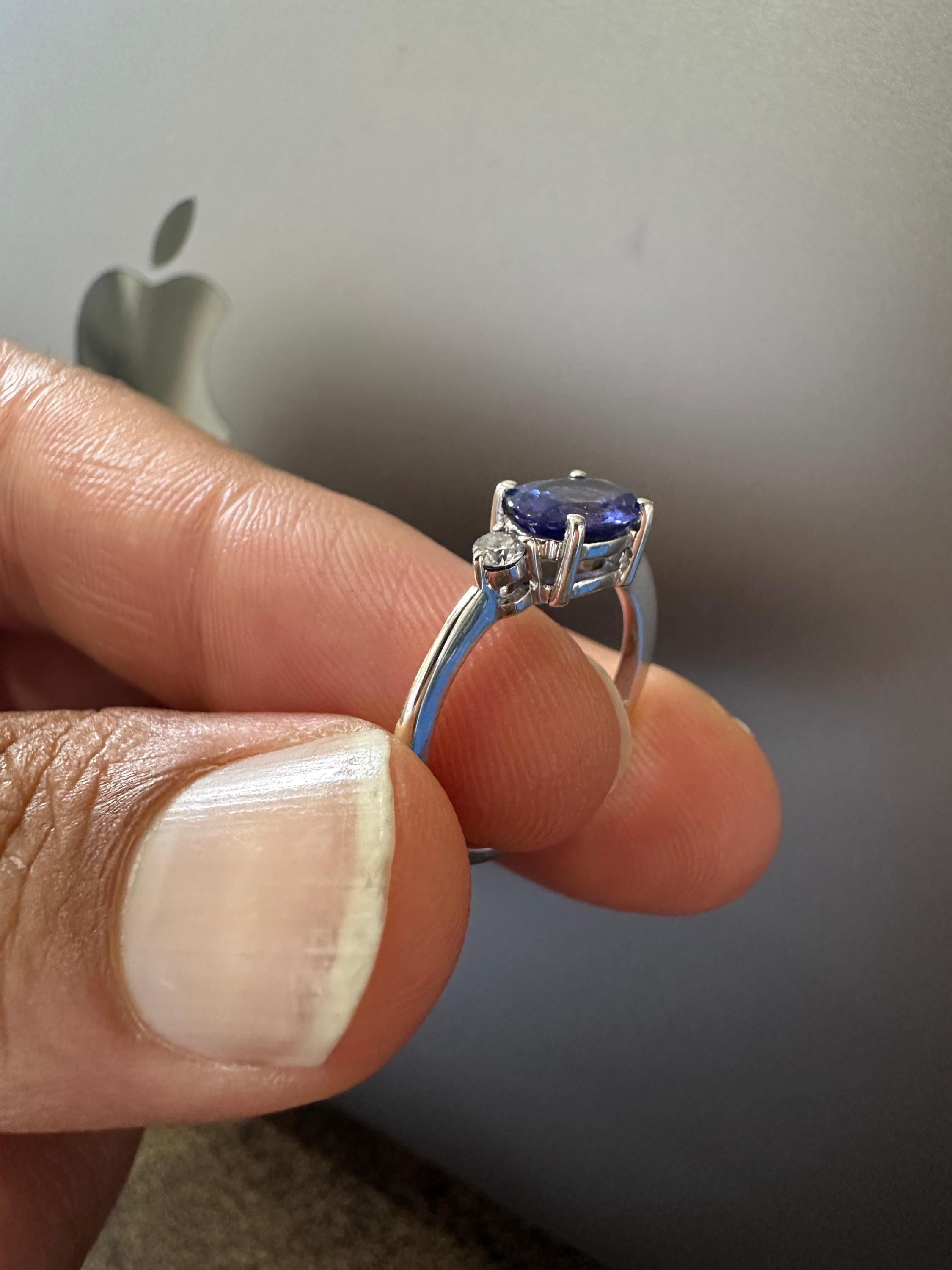 14K White Gold Oval Tanzanite Ring – Elegant Solitaire Engagement Ring