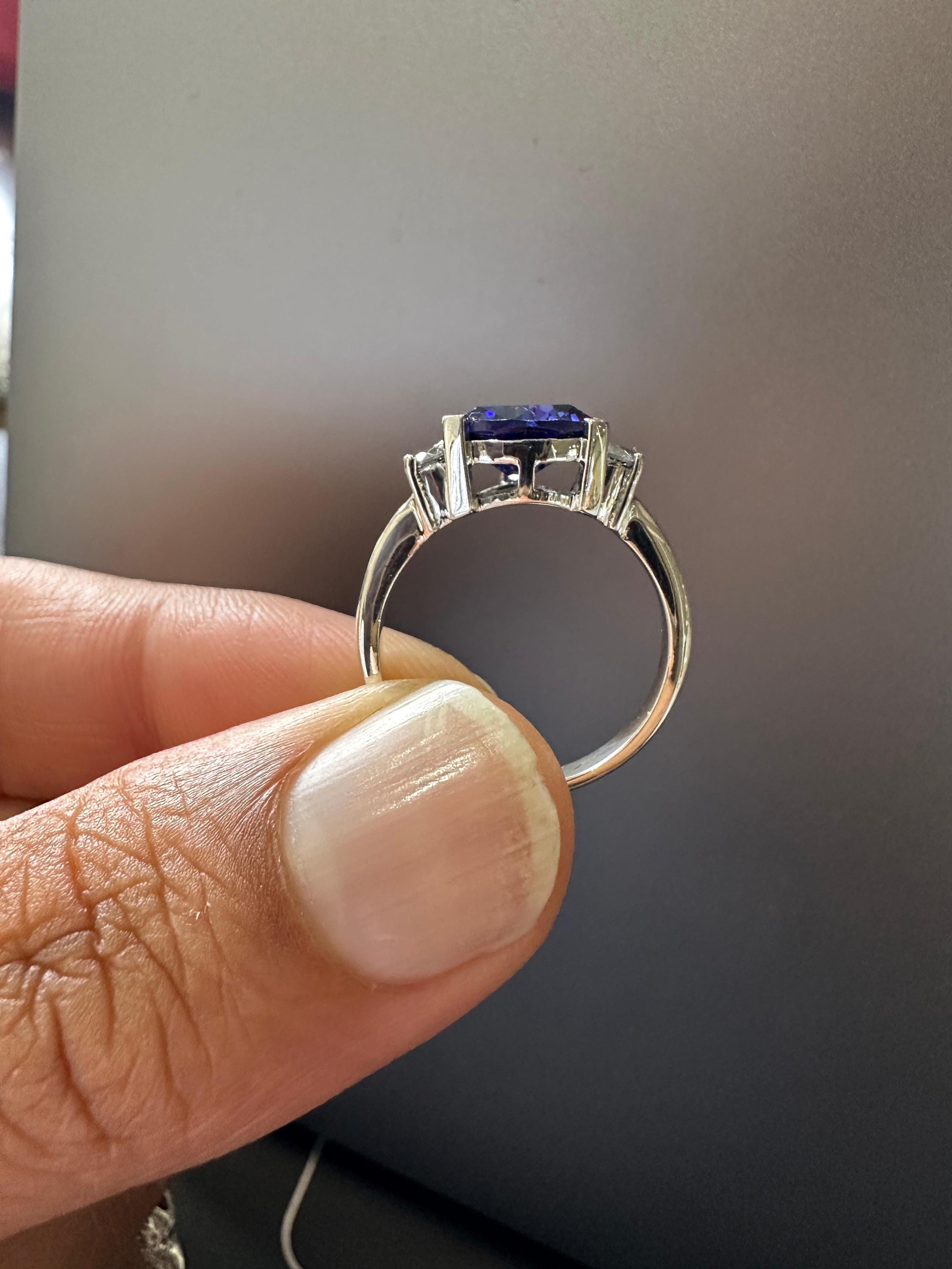 14k Gold Tanzanite Ring – Trillion Cut Blue Gemstone Engagement Ring, Anniversary Gift for her