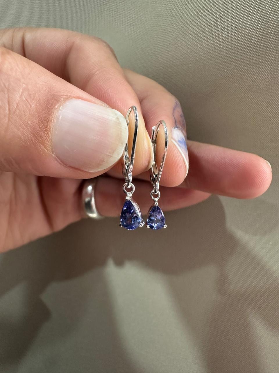 Pear Tanzanite Lever Back Earrings | 925 Sterling Silver | Dangle Drop Earrings | December Birthstone