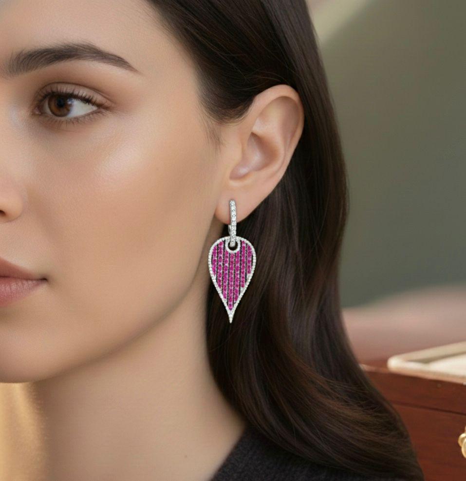 Ruby Moissanite Drop Earrings | 925 Sterling Silver Party Jewelry