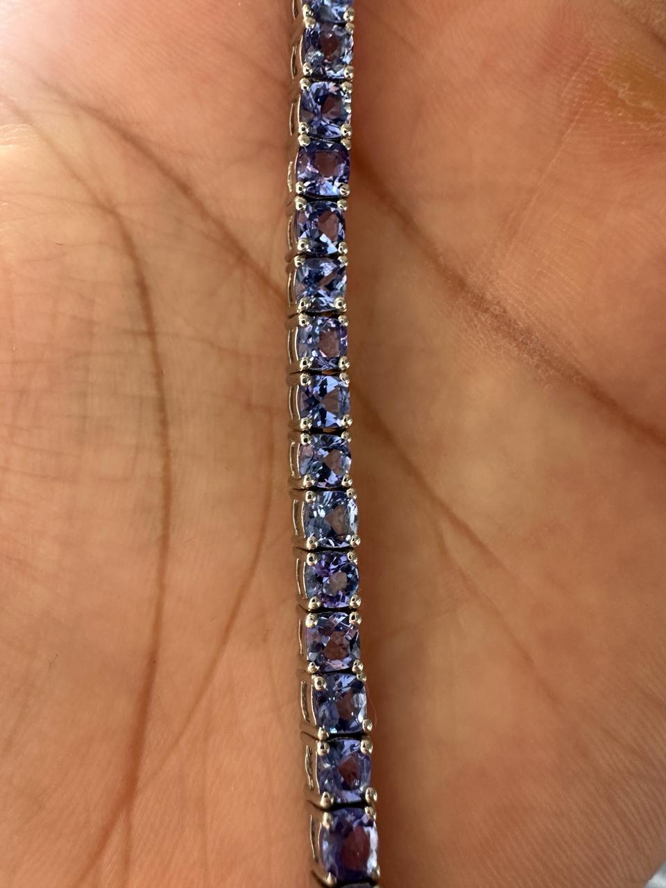 Tanzanite Bracelet for him – Cushion cut violet blue rare gemstone statement jewelry for gift