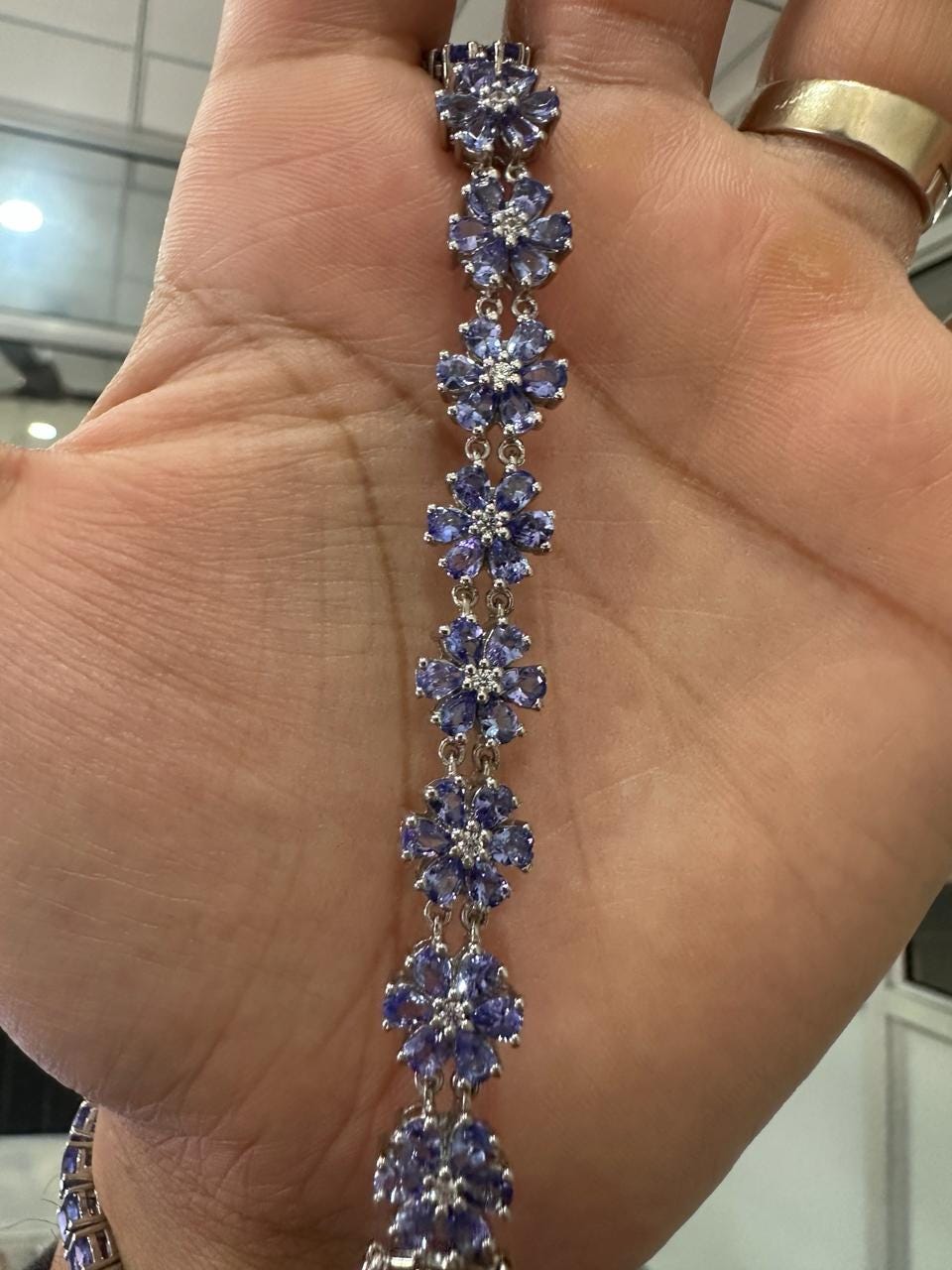 Tanzanite Flower Bracelet | Blue Purple Gemstone Jewelry, Luxury gift for her