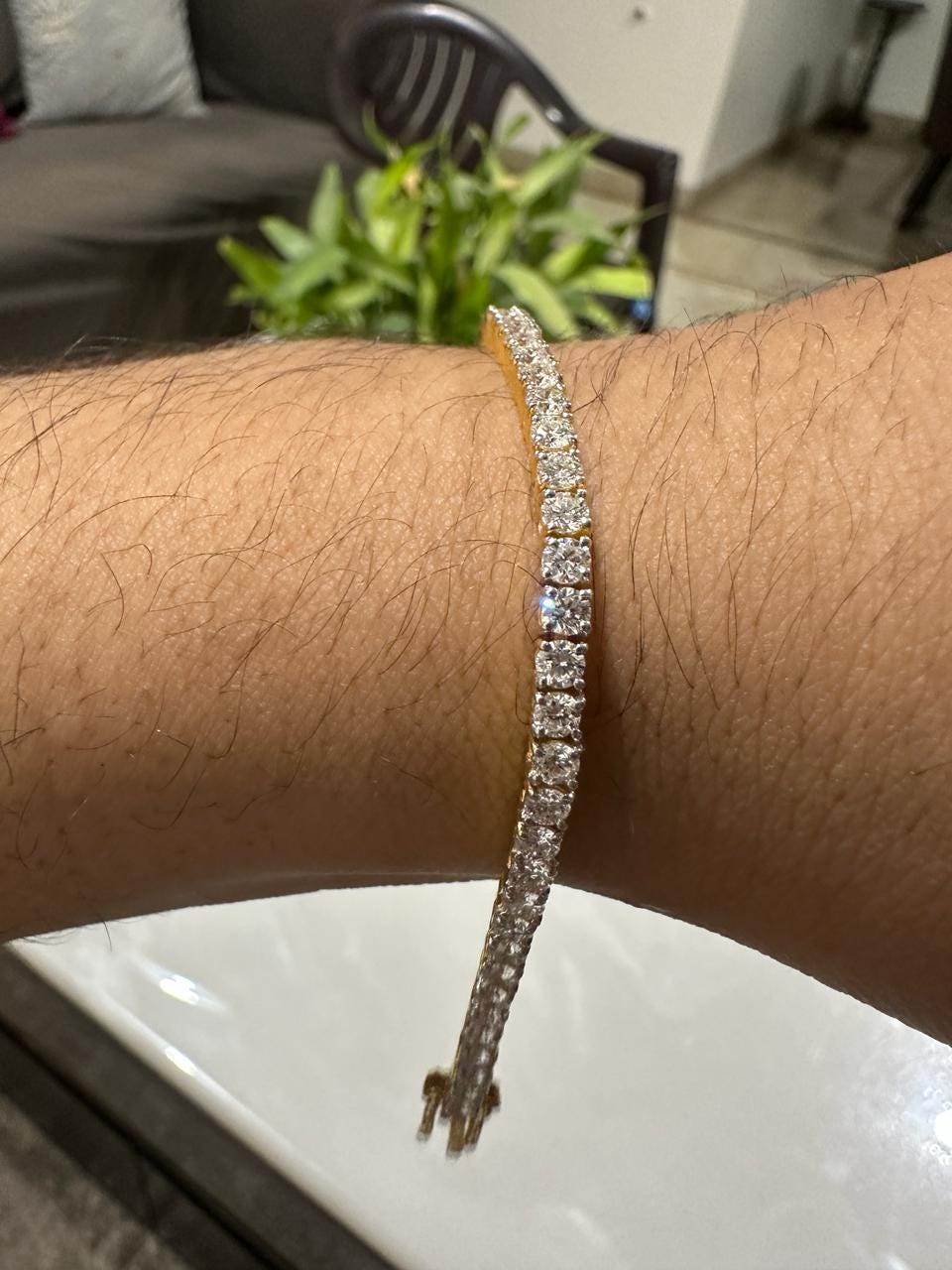 14K Gold Lab Diamond Tennis Bracelet 6.5 Inch Length, 5 Ct Luxury Gift for her