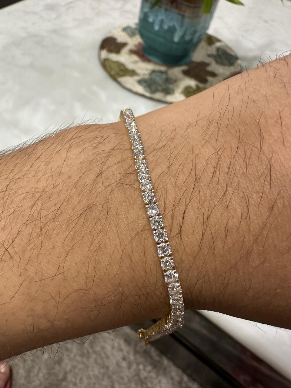 14K Gold Lab Diamond Tennis Bracelet 6.5 Inch Length, 5 Ct Luxury Gift for her
