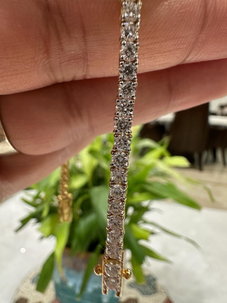 14K Gold Lab Diamond Tennis Bracelet 6.5 Inch Length, 5 Ct Luxury Gift for her