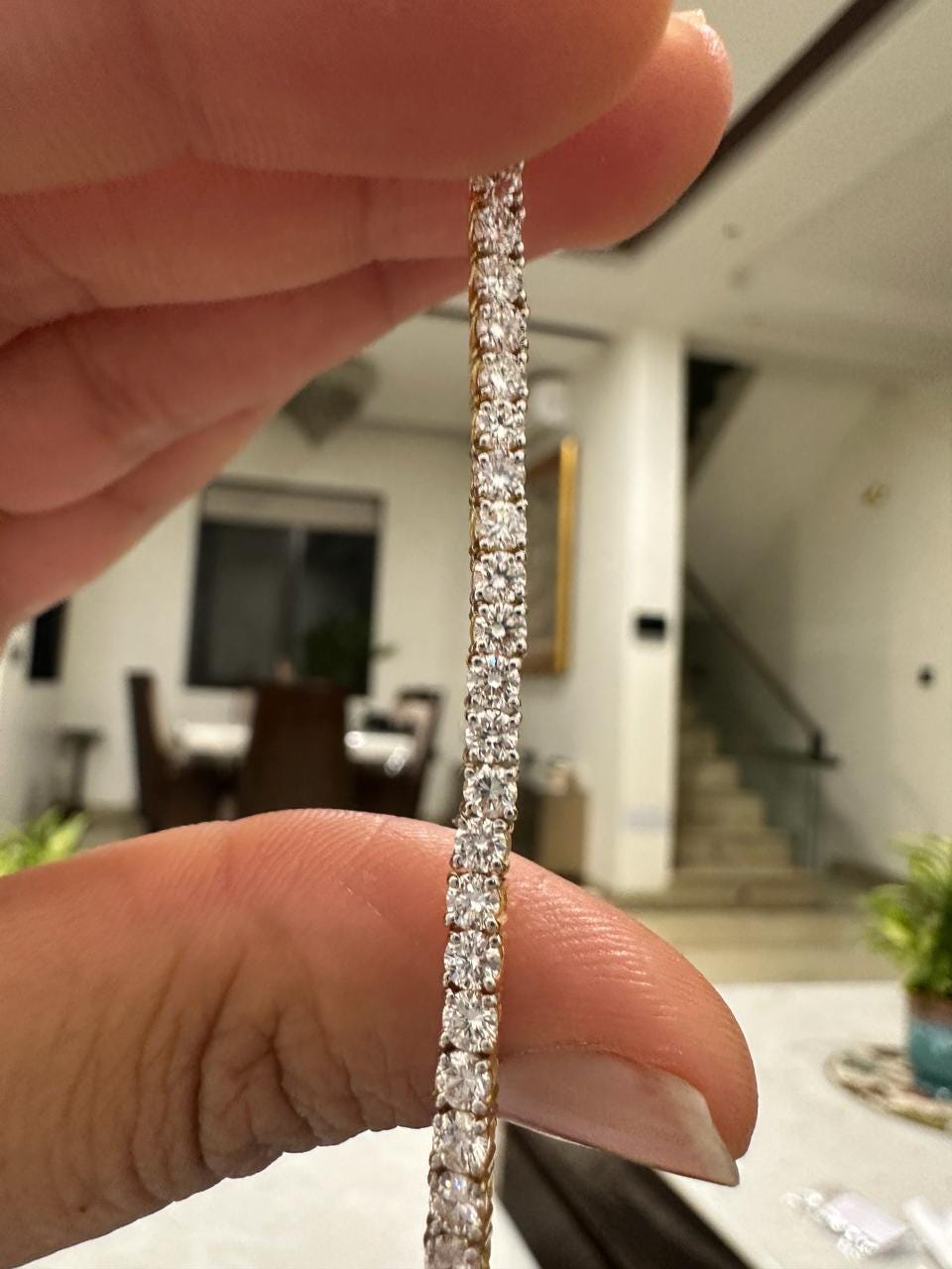 14K Gold Lab Diamond Tennis Bracelet 6.5 Inch Length, 5 Ct Luxury Gift for her