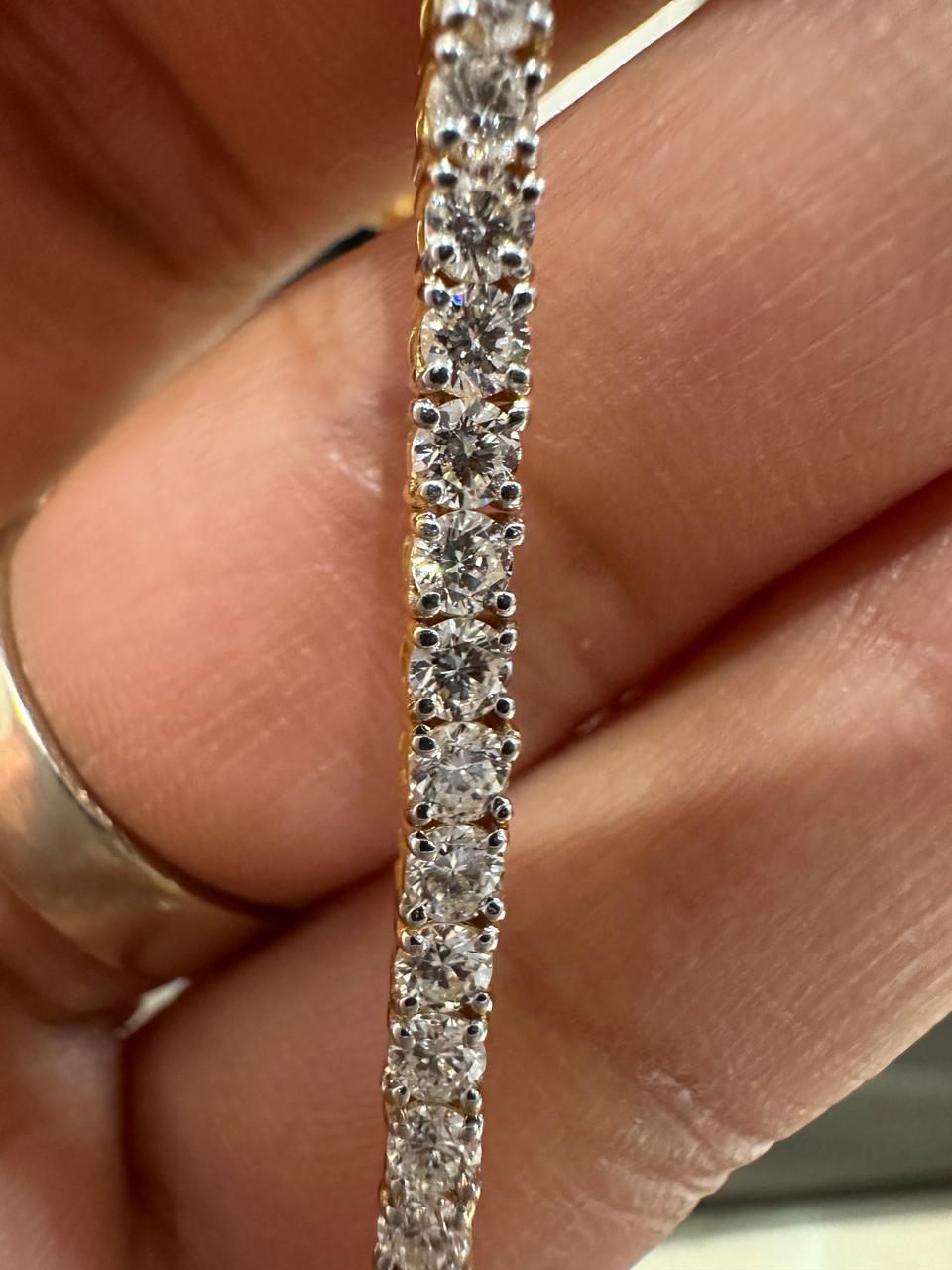 14K Gold Lab Diamond Tennis Bracelet 6.5 Inch Length, 5 Ct Luxury Gift for her