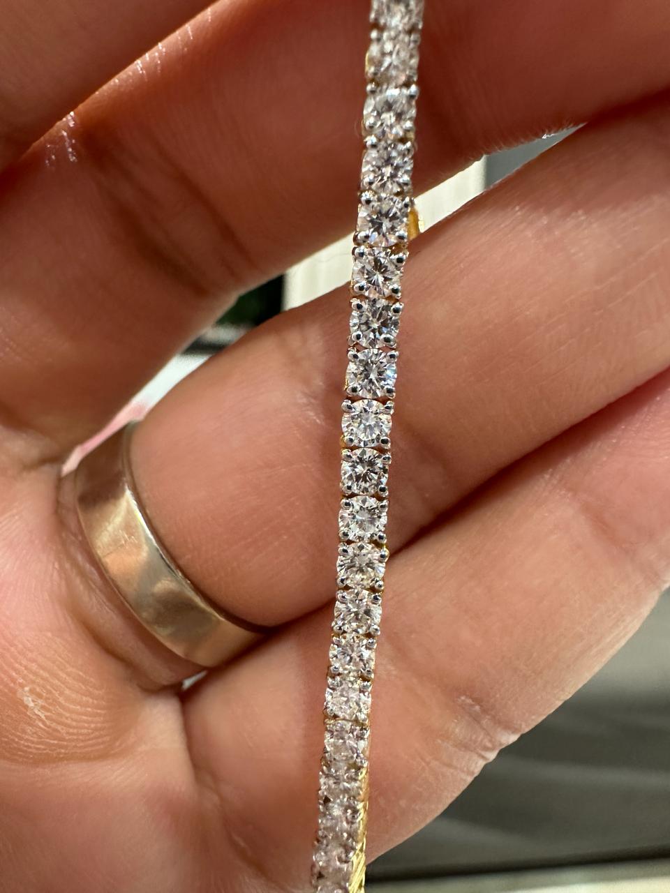 14K Gold Lab Diamond Tennis Bracelet 6.5 Inch Length, 5 Ct Luxury Gift for her
