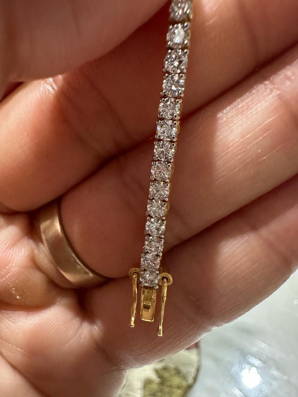14K Gold Lab Diamond Tennis Bracelet 6.5 Inch Length, 5 Ct Luxury Gift for her
