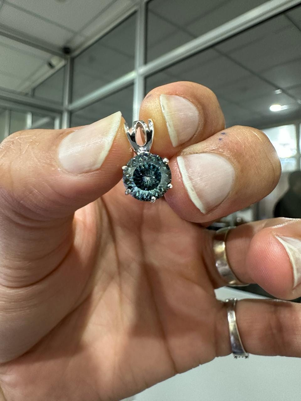 Green Moissanite Portuguese Cut Pendant | 925 Sterling Silver Solitaire Necklace 2.5 CT