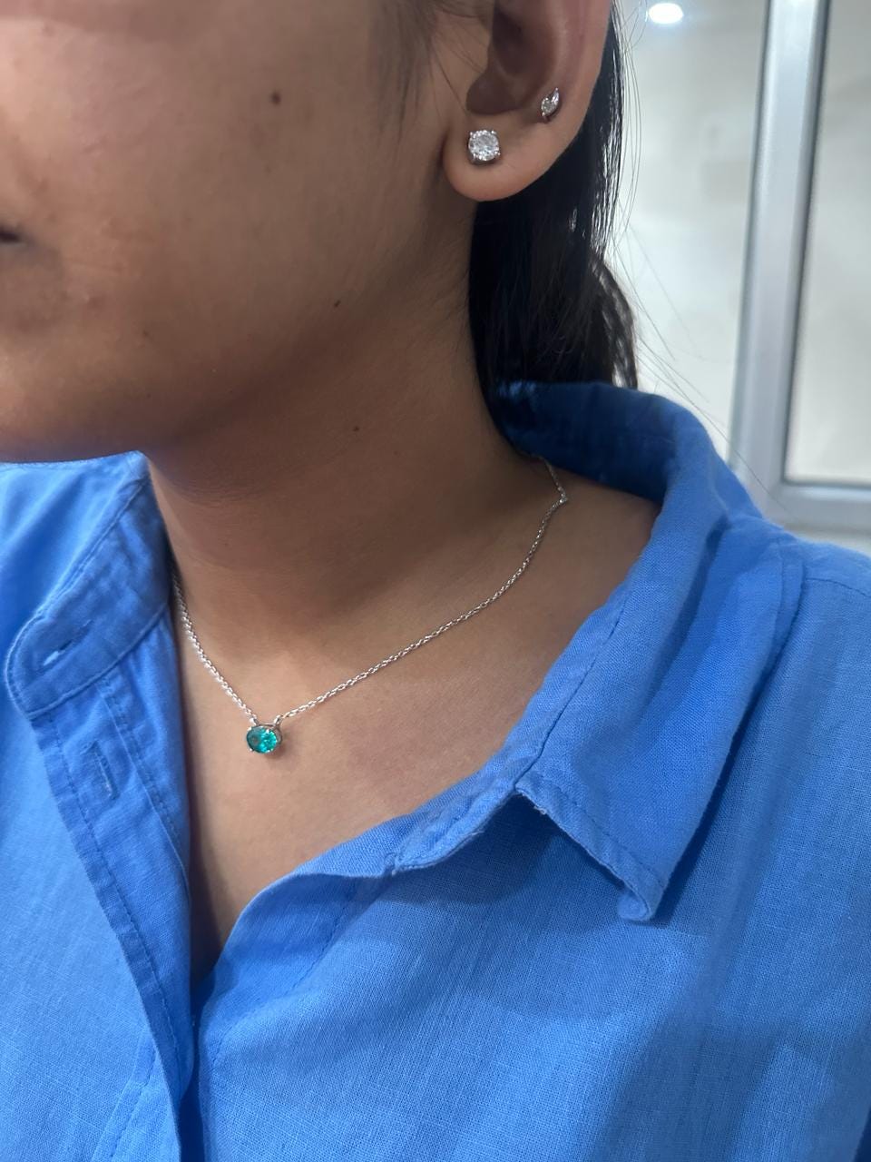 Lab Grown Paraiba Tourmaline Pendant | Oval Solitaire 925 Silver Necklace (2.5 Ct)
