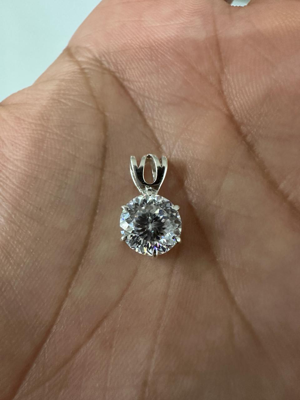 Portuguese Cut Moissanite Solitaire Pendant | 2.5 CT Round Brilliant Sterling Silver Necklace