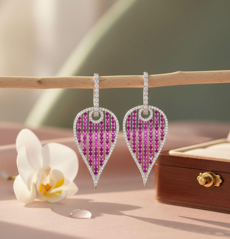 Ruby Moissanite Drop Earrings | 925 Sterling Silver Party Jewelry