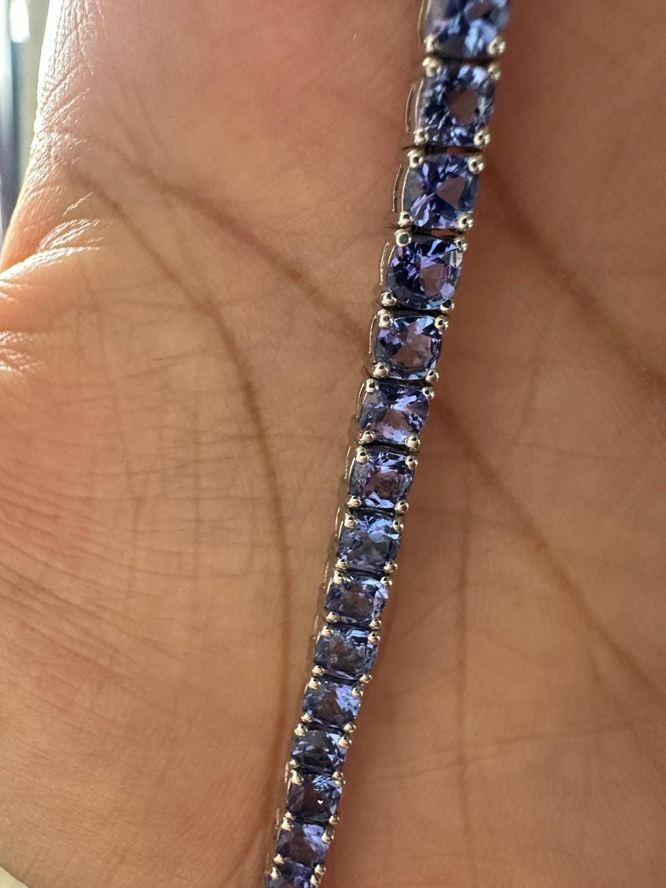 Tanzanite Bracelet for him – Cushion cut violet blue rare gemstone statement jewelry for gift