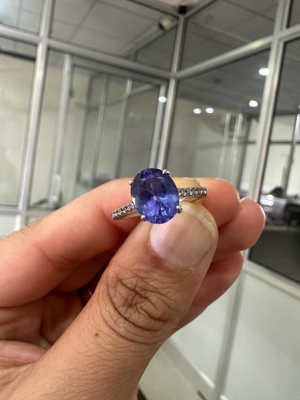 3CT Oval Tanzanite Engagement Ring, Solid 14k Gold, First Anniversary Gift for her