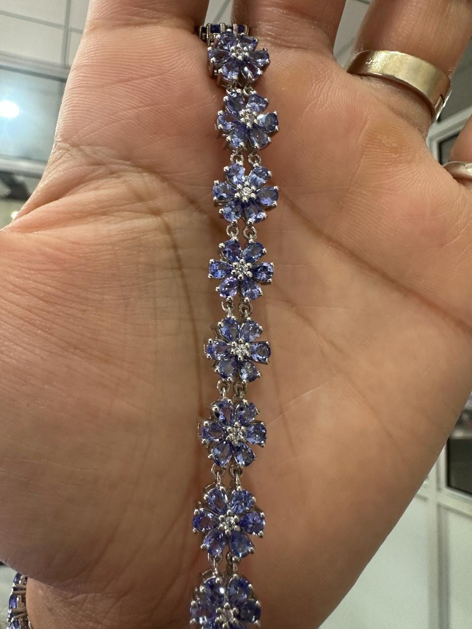 Tanzanite Flower Bracelet | Blue Purple Gemstone Jewelry, Luxury gift for her