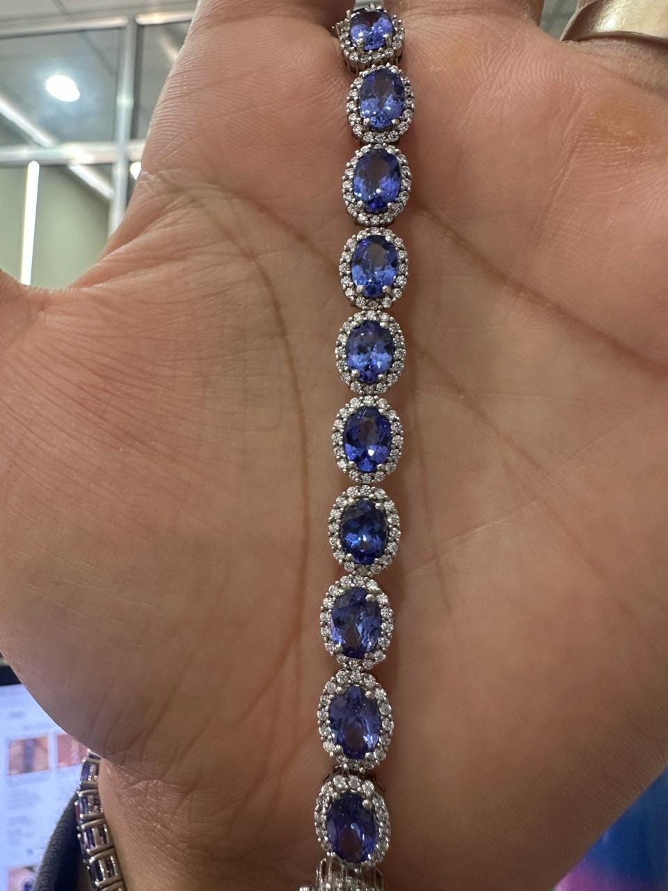 14k Gold Tanzanite Diamond Halo Bracelet | 20 CT Rare Gemstone Jewelry for her