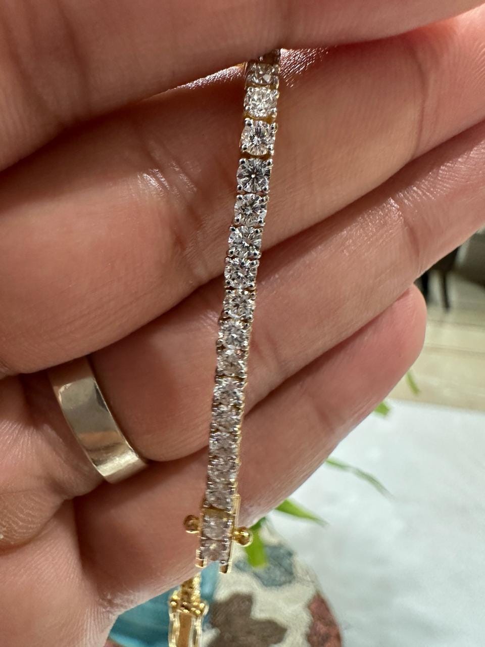14K Gold Lab Diamond Tennis Bracelet 6.5 Inch Length, 5 Ct Luxury Gift for her