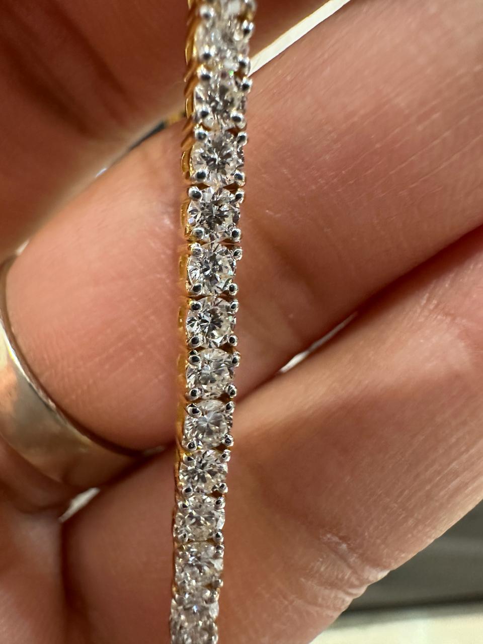 14K Gold Lab Diamond Tennis Bracelet 6.5 Inch Length, 5 Ct Luxury Gift for her