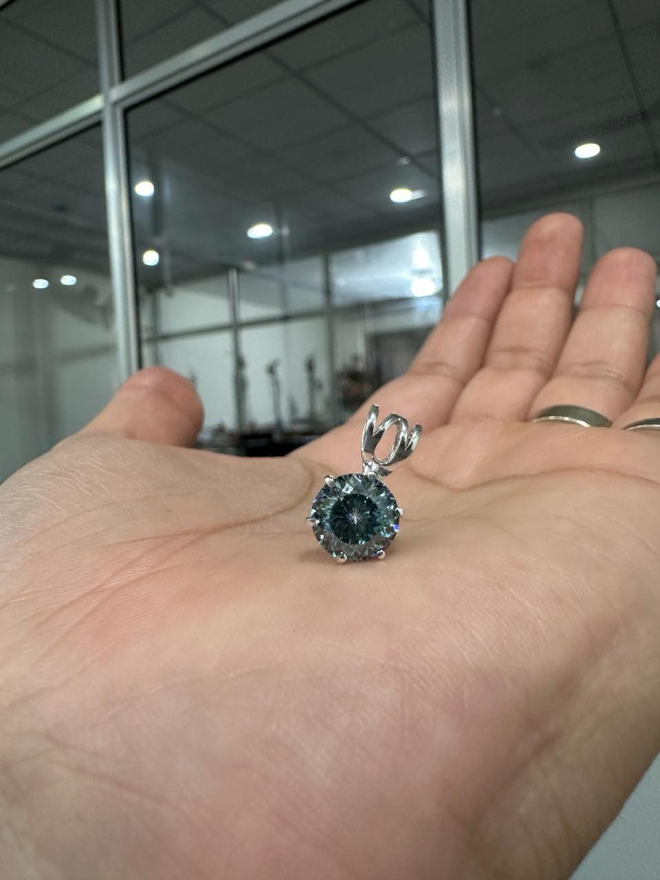 Green Moissanite Portuguese Cut Pendant | 925 Sterling Silver Solitaire Necklace 2.5 CT