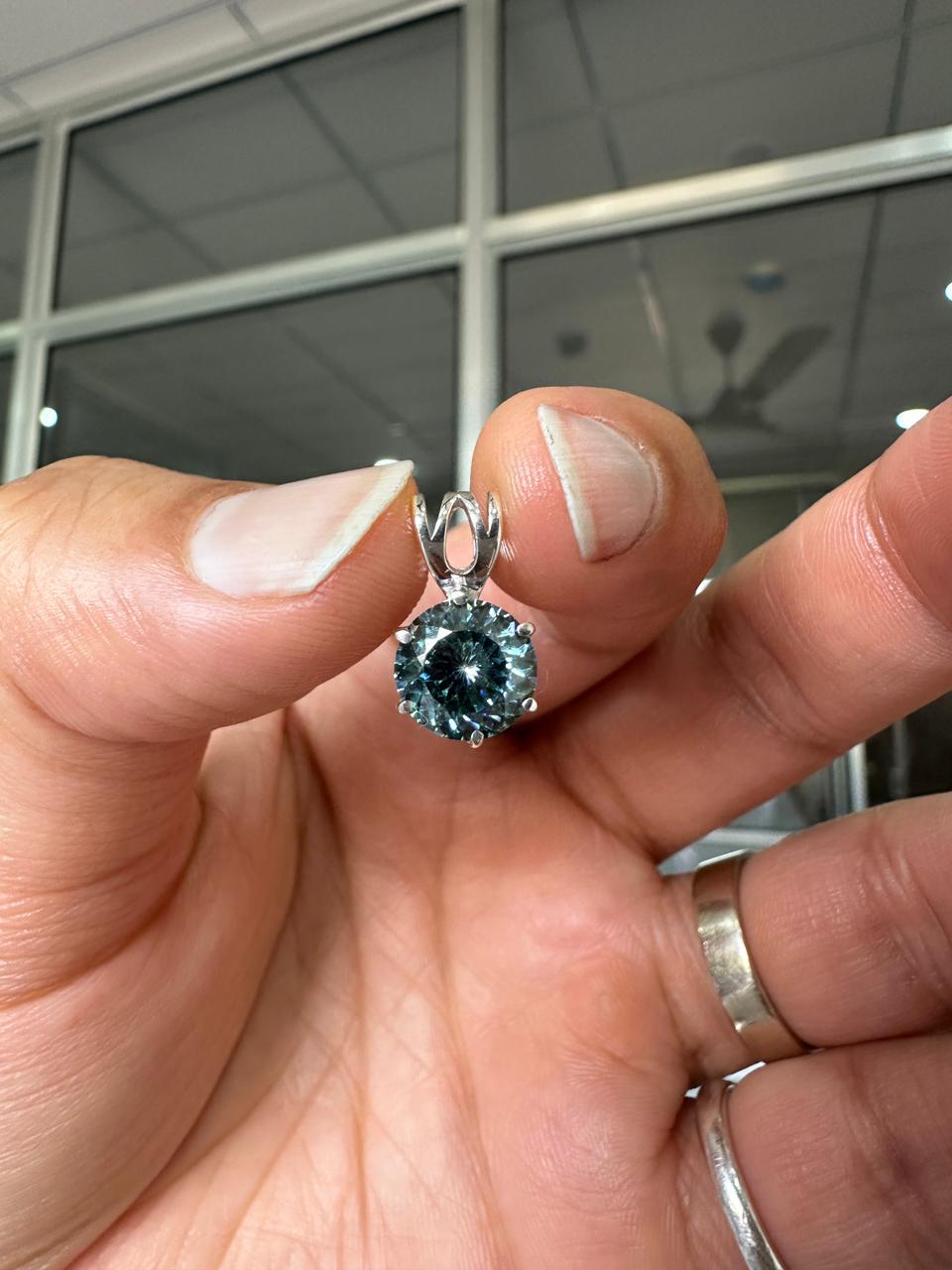 Green Moissanite Portuguese Cut Pendant | 925 Sterling Silver Solitaire Necklace 2.5 CT