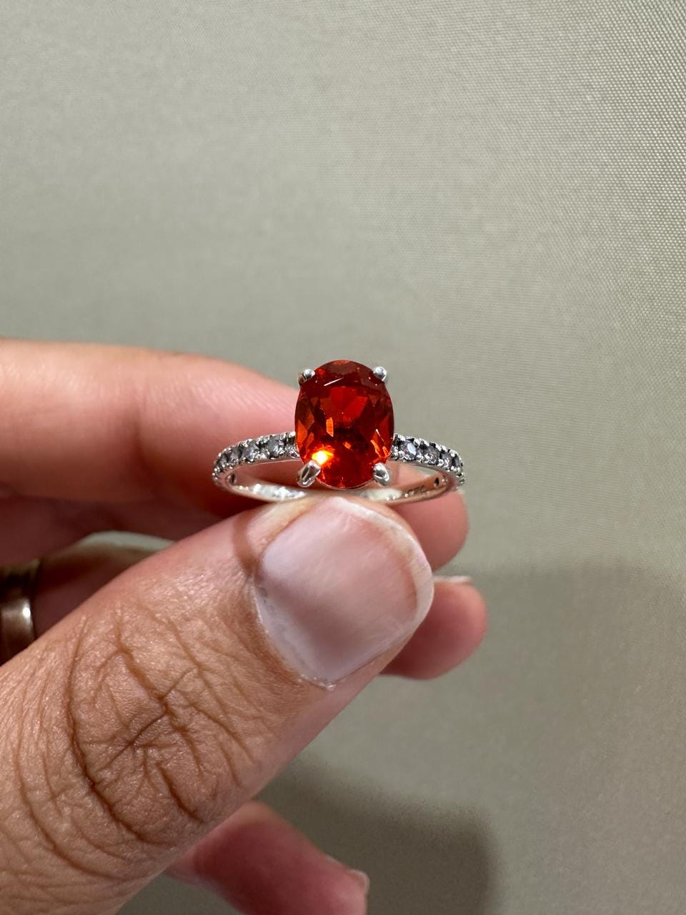 Natural Mexican Fire Opal Ring | 14K White Gold | Unique Engagement Ring 1.25 CT