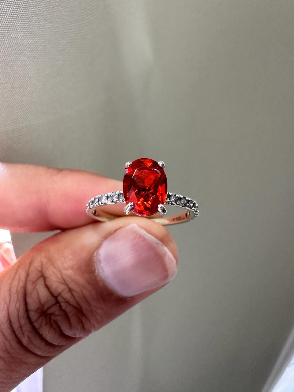 Natural Mexican Fire Opal Ring | 14K White Gold | Unique Engagement Ring 1.25 CT
