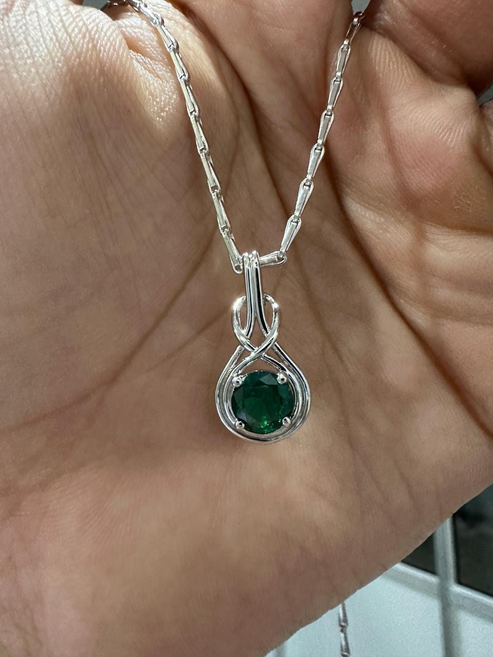 Lab Zambian Emerald Solitaire Necklace, 1 Ct Emerald Jewelry, Unique Bale Necklace, Gift for Her