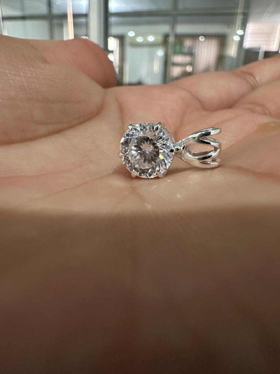 Portuguese Cut Moissanite Solitaire Pendant | 2.5 CT Round Brilliant Sterling Silver Necklace