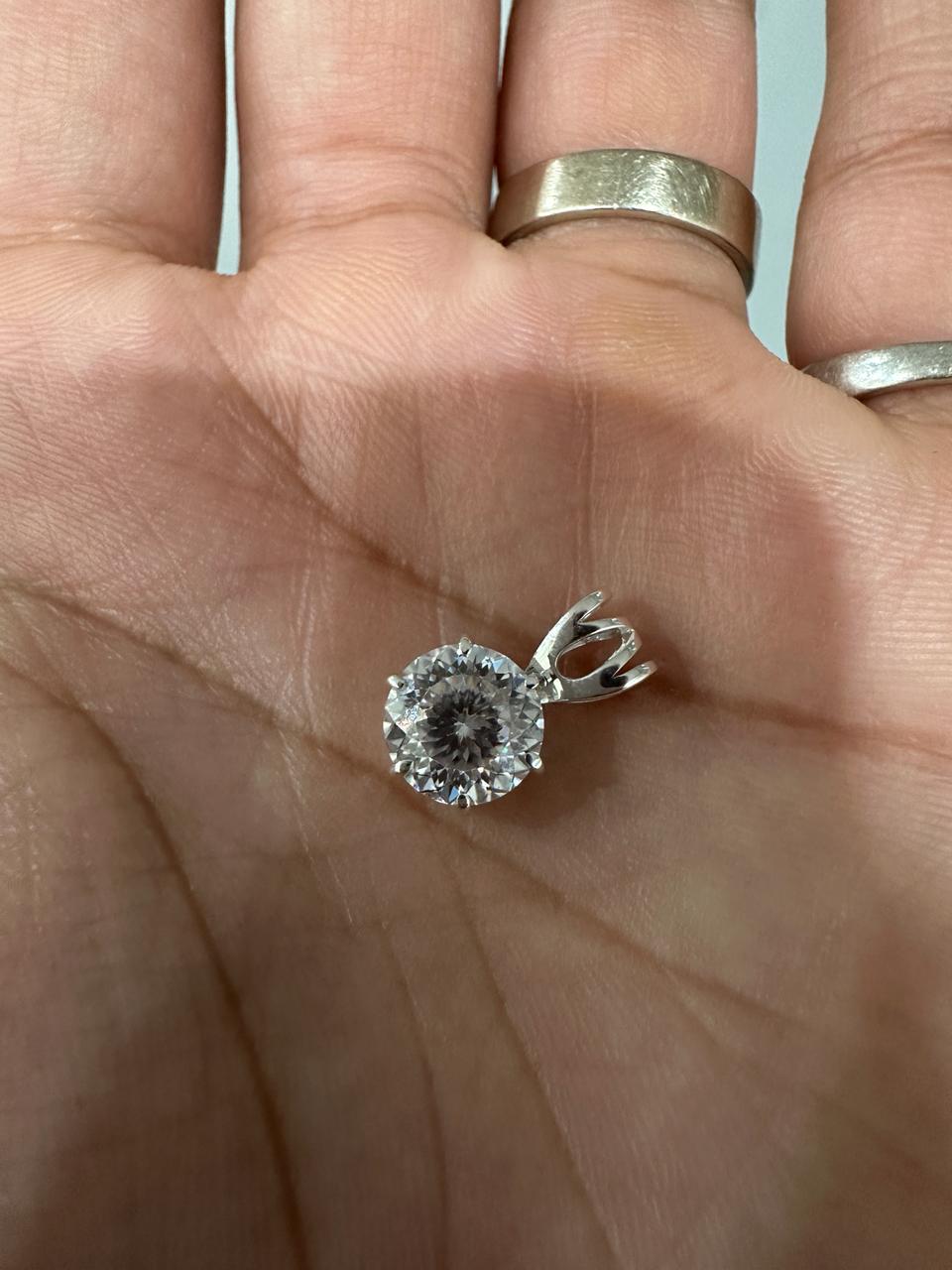 Portuguese Cut Moissanite Solitaire Pendant | 2.5 CT Round Brilliant Sterling Silver Necklace