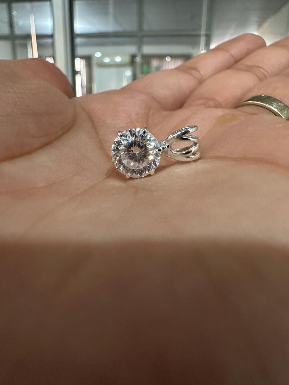 Portuguese Cut Moissanite Solitaire Pendant | 2.5 CT Round Brilliant Sterling Silver Necklace