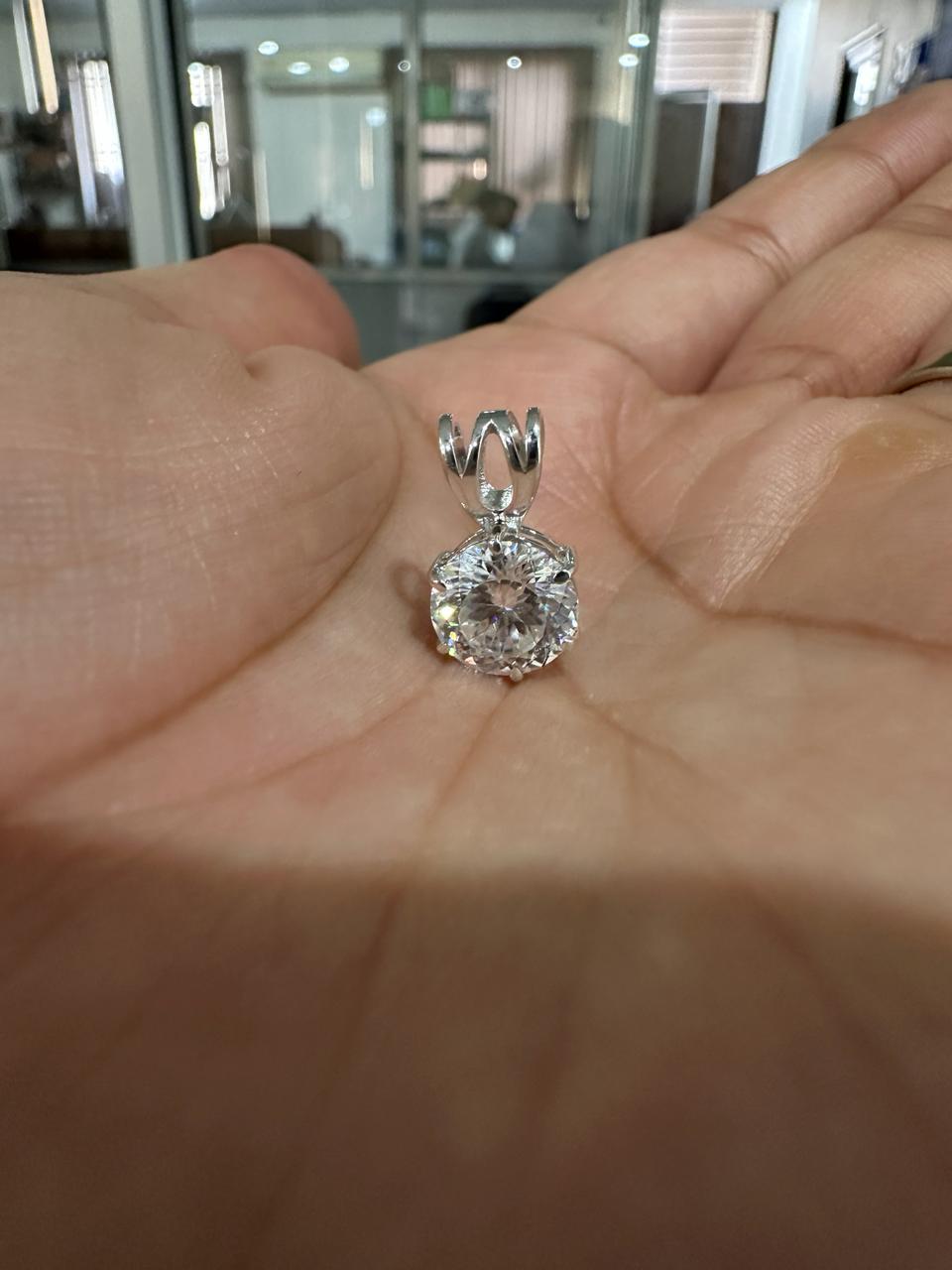 Portuguese Cut Moissanite Solitaire Pendant | 2.5 CT Round Brilliant Sterling Silver Necklace