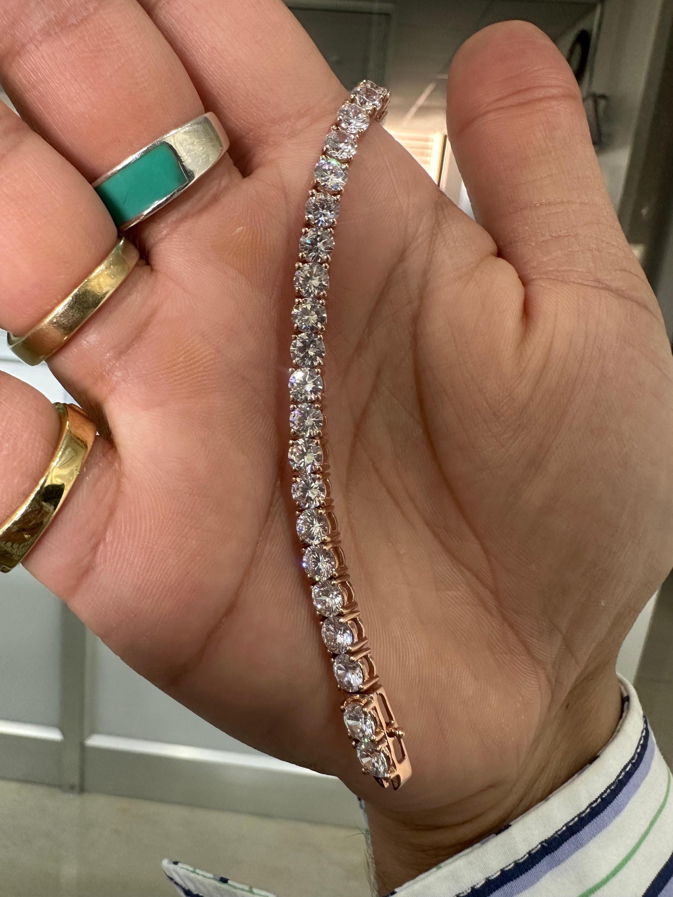 14K Rose Gold Moissanite Tennis Bracelet | Luxury Bracelet for Gift