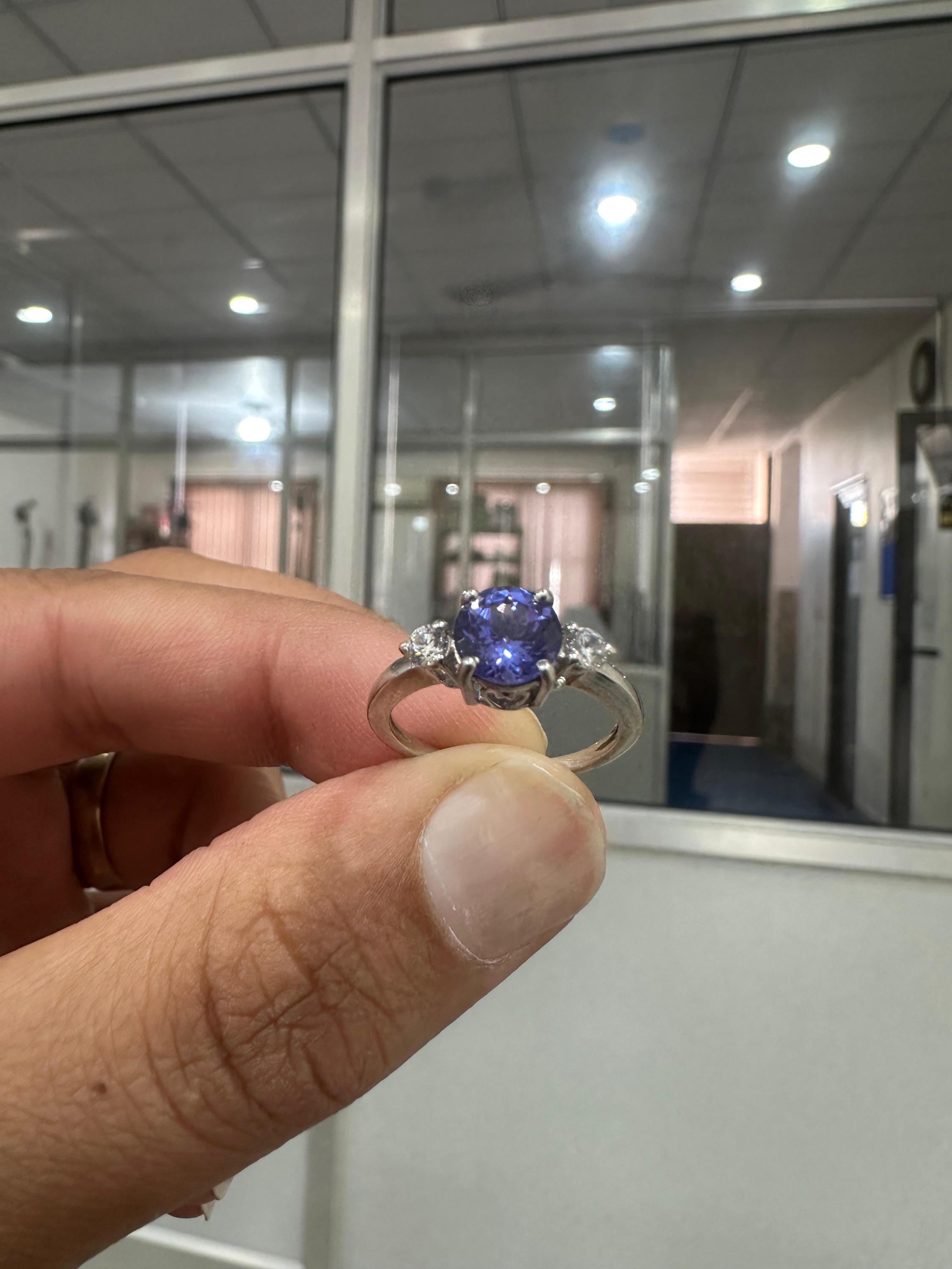 14k Gold Tanzanite Diamond Engagement Ring - First Anniversary Gift for wife