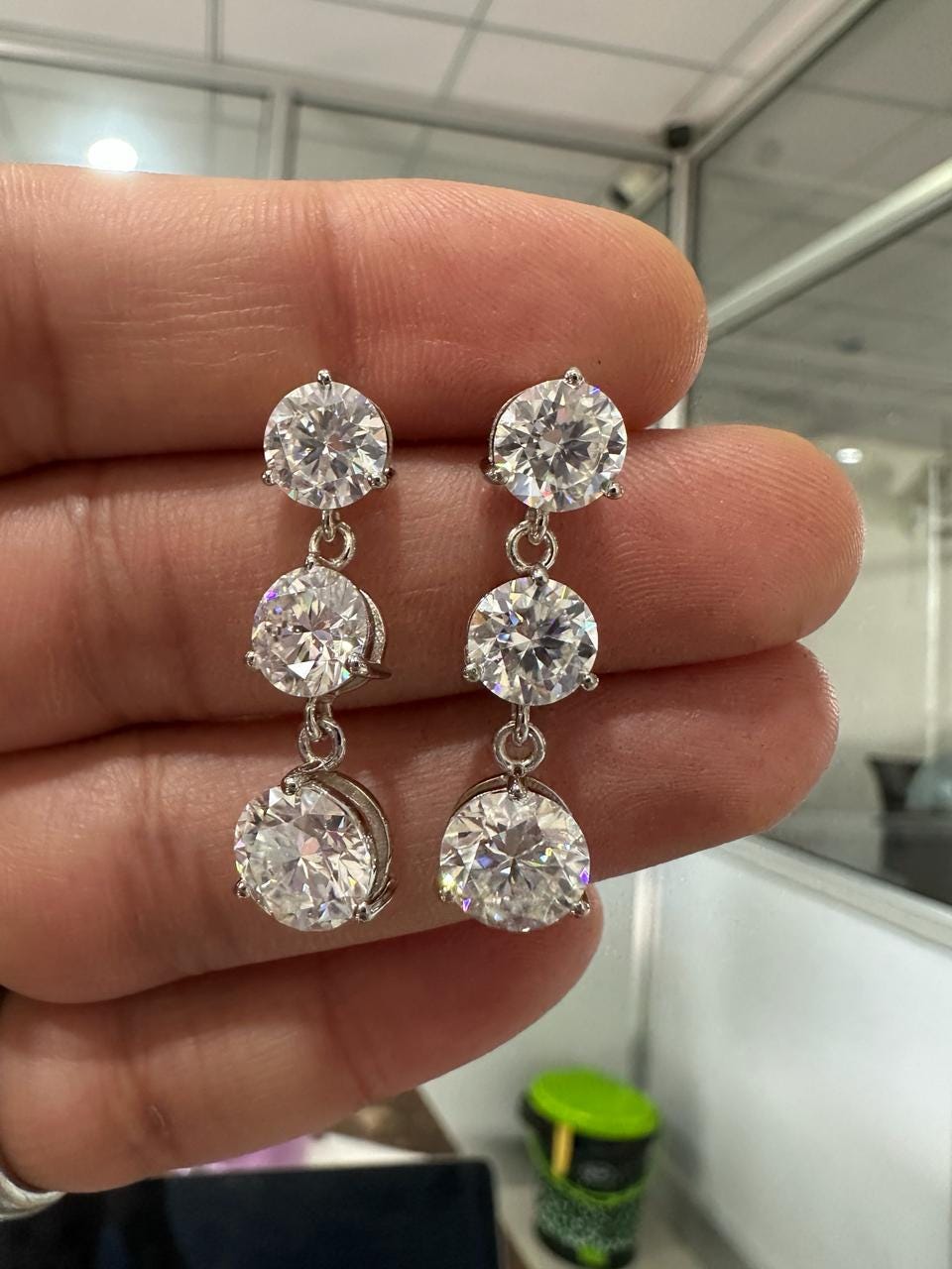 Moissanite Drop Earrings: Round Cut Solitaire, 14k Gold Bridal Jewelry, Gift for her