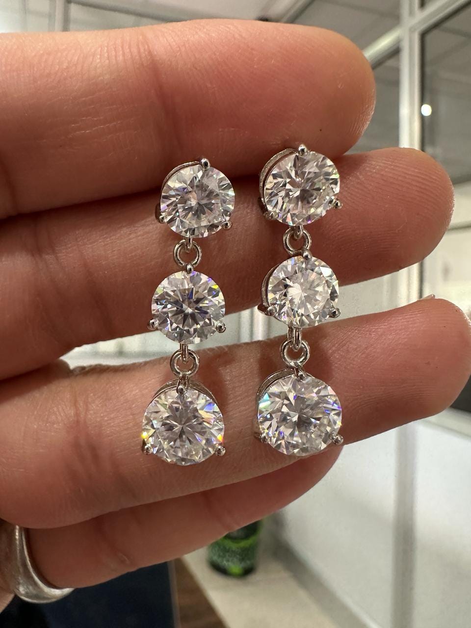 Moissanite Drop Earrings: Round Cut Solitaire, 14k Gold Bridal Jewelry, Gift for her