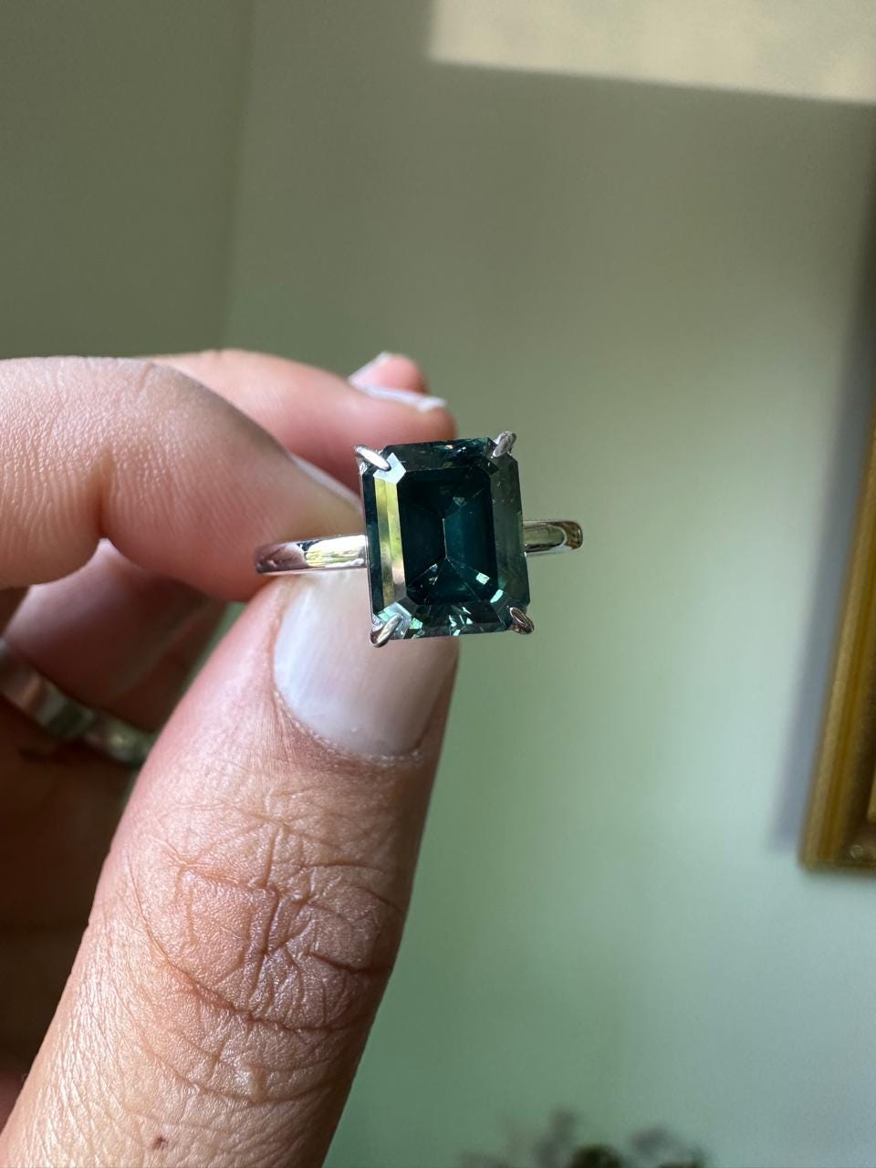 3 CT Emerald Cut Alexandrite Engagement Ring | 14K White Gold Solitaire Proposal Ring