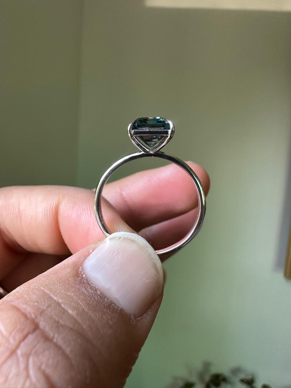 3 CT Emerald Cut Alexandrite Engagement Ring | 14K White Gold Solitaire Proposal Ring