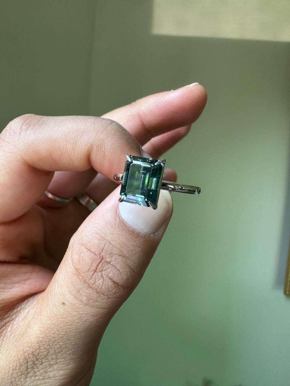 3 CT Emerald Cut Alexandrite Engagement Ring | 14K White Gold Solitaire Proposal Ring