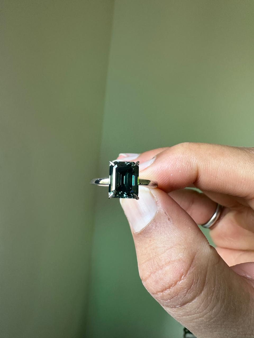 3 CT Emerald Cut Alexandrite Engagement Ring | 14K White Gold Solitaire Proposal Ring